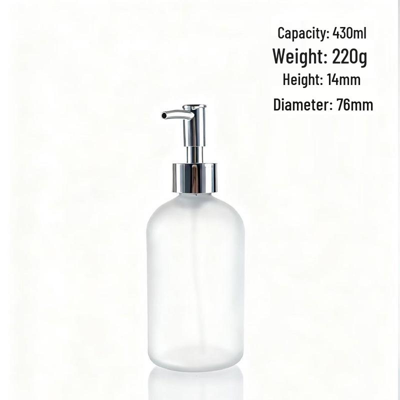 Refillable Frosted Glass Hand Soap Dispenser Bottle for Kitchen