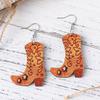 Western Cowboy Hat Pendant Double-Sided Wooden Earrings for Women