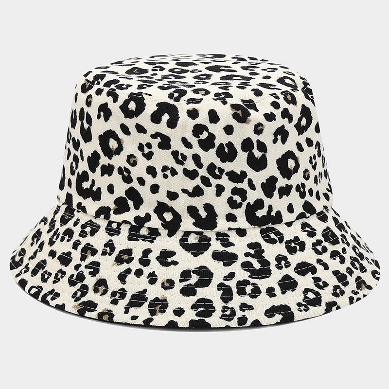 Summer Bucket Hat For Women Fashion Leopard Print Cotton Foldable Portable Panama Unisex Beach Fishing Bunny Sun Hat Hip Hop Bob