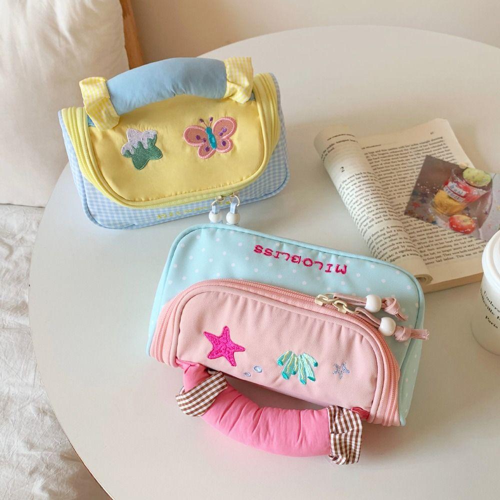 Portable Dopamine Color Pencil Case Multi-functional Large-capacity Stationery Pouch Stationery Storage Bag Students Gift