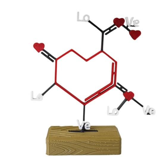 

Love Molecular Model Figurine with Base 3D Printed Love Heart Chemical Structure Valentine’s Day Wedding Party Decoration A