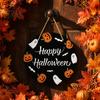 Halloween Door Sign Hanging Sign, Wooden Front Hanger Wreath, Cute Holiday Decoration Ghost Welcome for Porch Wall Indoor Home Durable