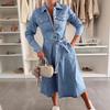 2025 Autumn/Winter Women's Long-Sleeve Denim Shirt Dress Jacket