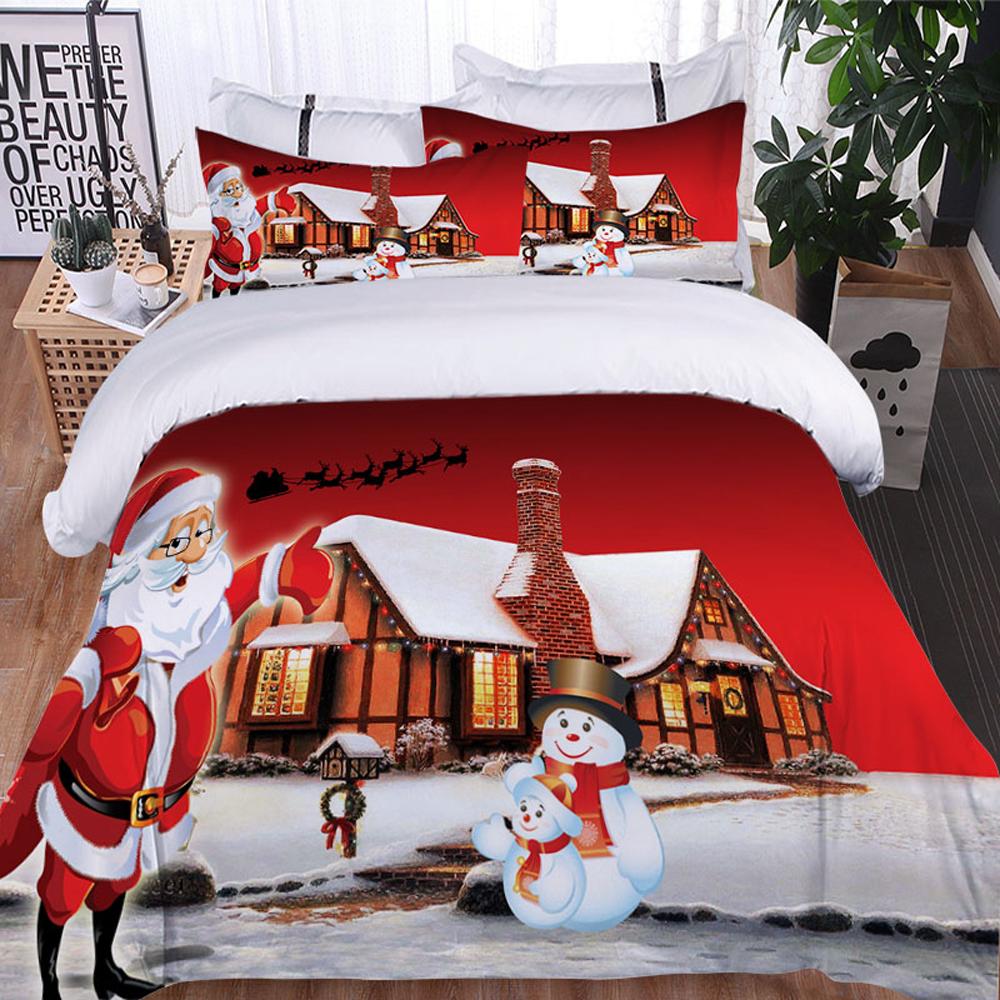 Roupa de cama de 3 peças Papai Noel Alce, Capa de edredom, solteiro, casal, Decoração de quarto Presente de Natal, leve, Confortável 3D, Conjunto de 3 peças