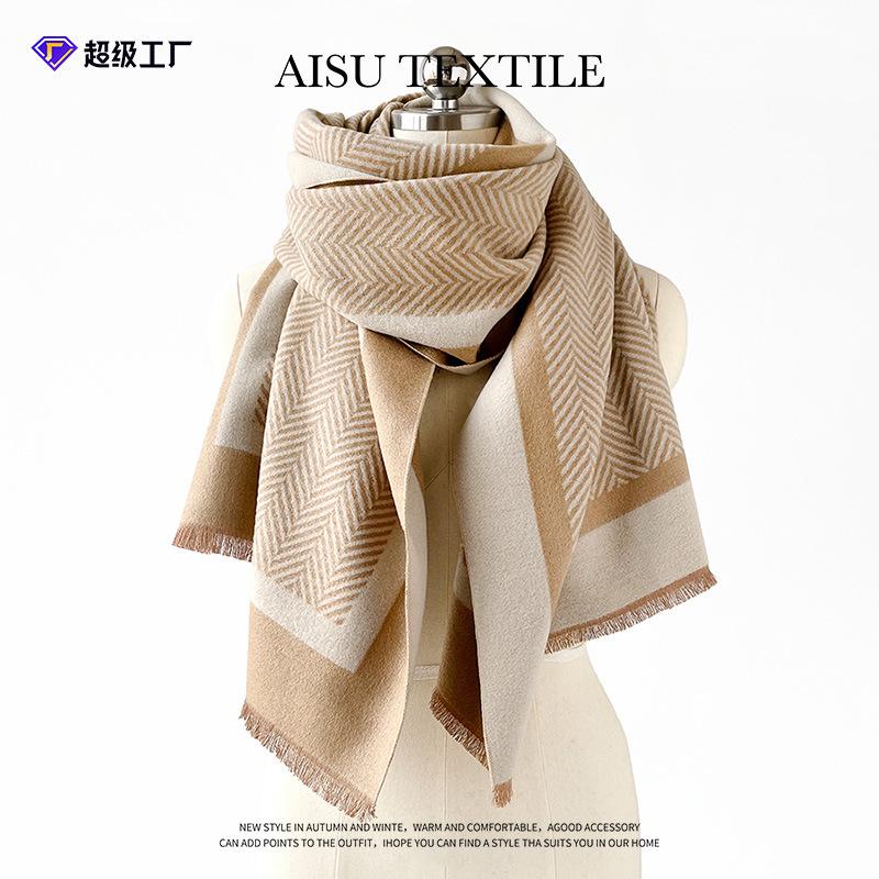 Literary and simple style shawl light luxury wool scarf afternoon nap air conditioner blanket dual-purpose autumn and winter scarf advanced sense