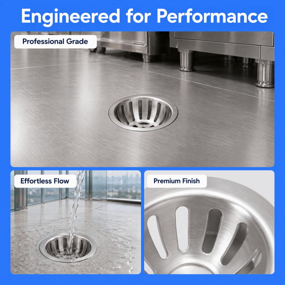 2PCS Stainless Steel Floor Drain Cover Round Shape Ground Drain Strainer Storm Drain Filter Balcony 82mm