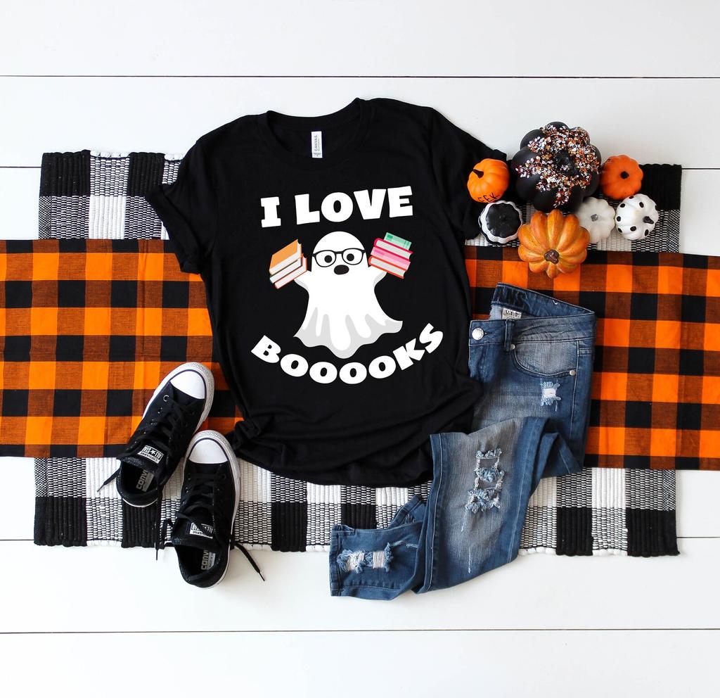 Ghost Books Librarian Halloween Library Costume Funny T-Shirt Kid Child Infant Baby Bodysuit One Piece
