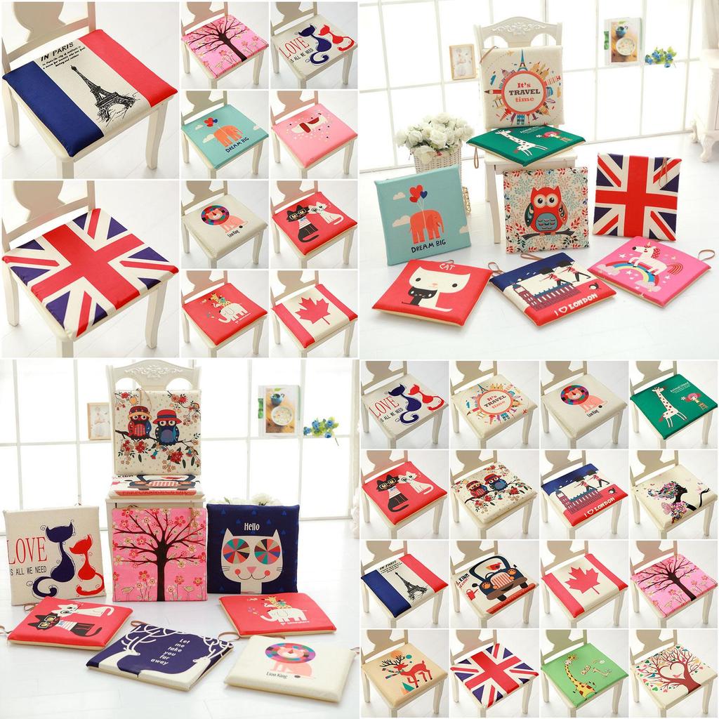 Cartoon-Muster Memory-Schaum Quadratische Stuhlkissen mit abnehmbarem waschbarem Bezug