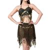 Damen Bauchtanz Kostüm Bauchtanz Outfits Münzen Kurzer Rock Neckholder BH Tops für Halloween Party Bühnenauftritte