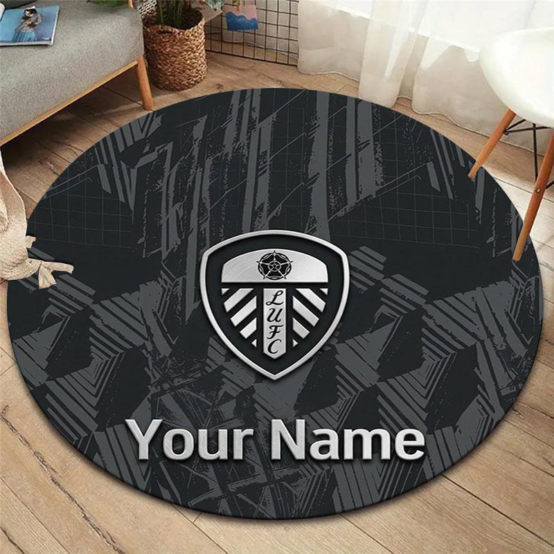 Leeds United Custom Name Round Area Rug,Carpet Rug for Living Room Bedroom Sofa Playroom Decor,Non-slip Floor Mat