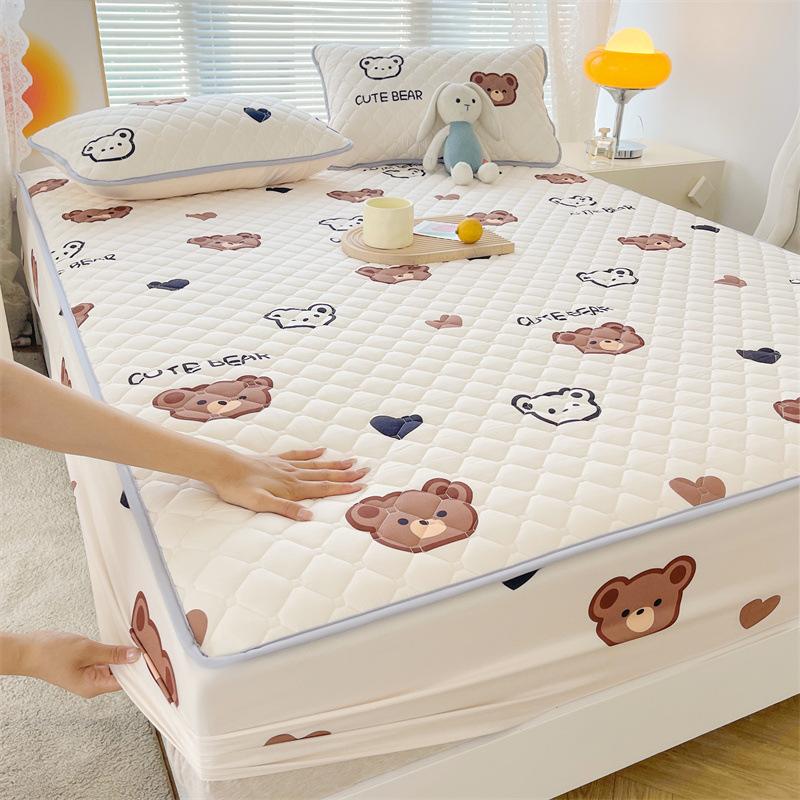 Maternal and Baby Grade Cotton Padded Bed Sheet, Skin Friendly Matte Print, Thickened Simmons Mattress, All Inclusive Protective Cover