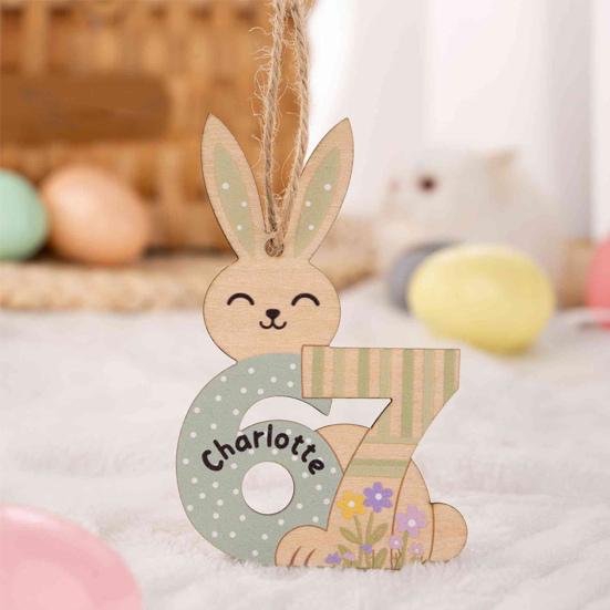 Yousheng 67 Bunny Easter Basket Tag Wooden Bunny Hanging Tag Funny Six Seven Rabbit Farmhouse Easter Sign for Spring Party Supplies