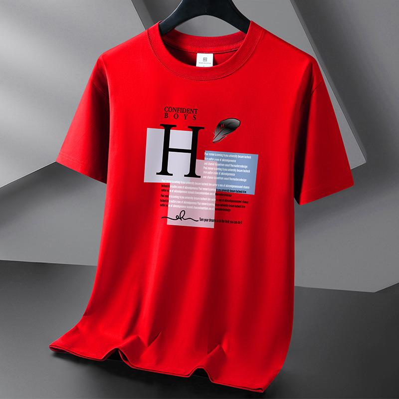 Feather 10 Colors Pure Cotton Pánské tričko s kulatým výstřihem Krátký rukáv Volný Pánské tričko Velká velikost S-6XL