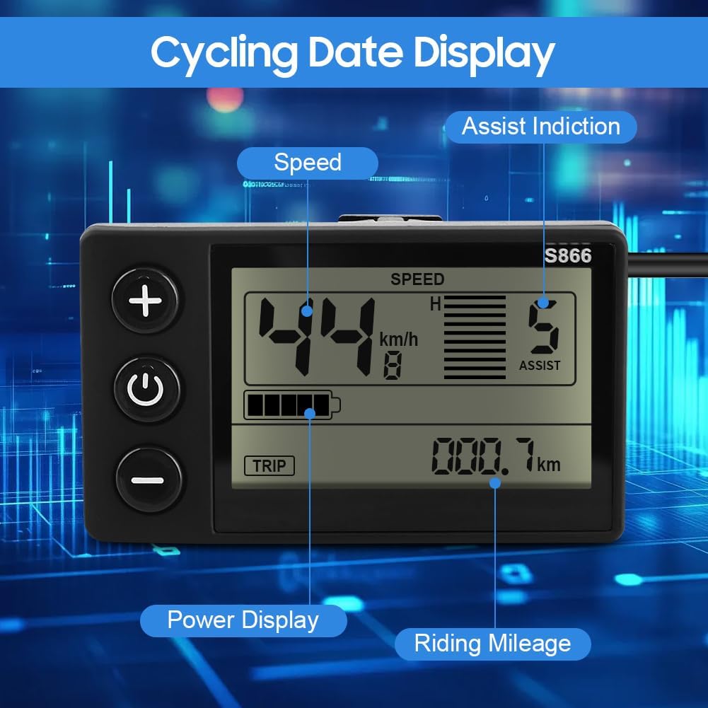 LCD Display, 24V 36V 48V ElectricBike Control Panel LCD Display Meter for Scooter Modification