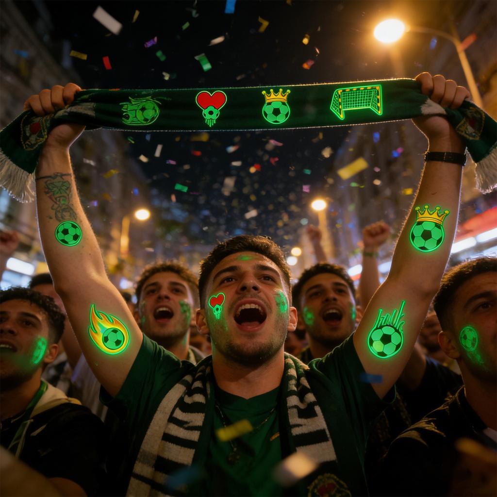 Glow In The Dark Football Stickers, Temporary Face Stickers For Fan Parties