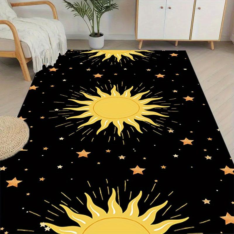 Sun Pattern Printed Area Rug, Easy To Clean, Anti-stains and Anti-slip, Applicable for Living Rooms, Dining Rooms, Bedrooms,
