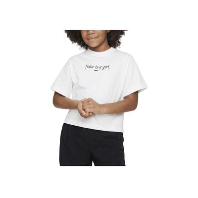 Sportswear Letter Round Neck Casual Short Sleeve T-Shirt Kids Tops White FD0940-100