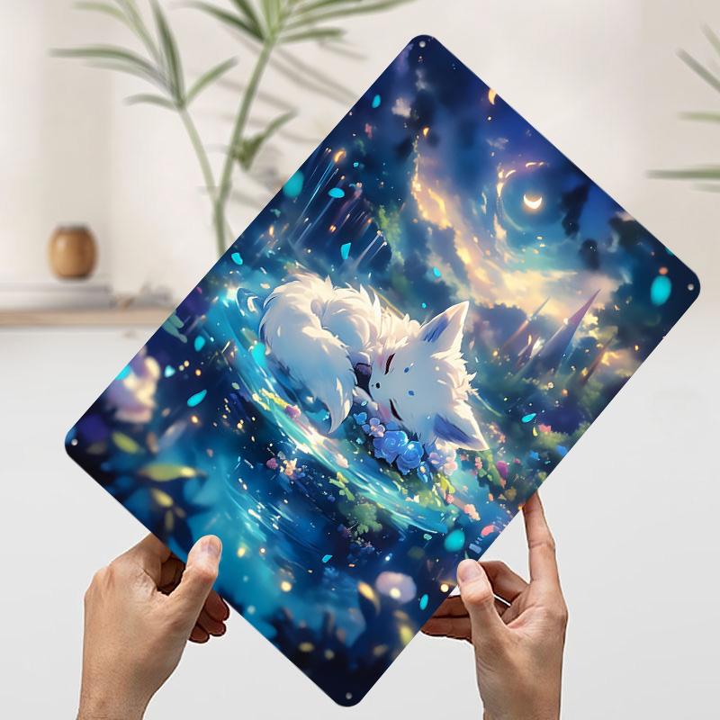 Sleeping Fox in Fantasy Forest Printed Poster Customized Wall Art Retro Vintage Metal Tin Signs for Apartment Decoration Room 20x30cm（7.8x11.8inch）