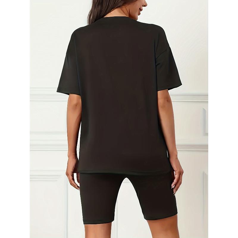 European Size Women's T-shirts, Printed with Simple Strokes, Women's Plus Size Casual Short Sleeved Top