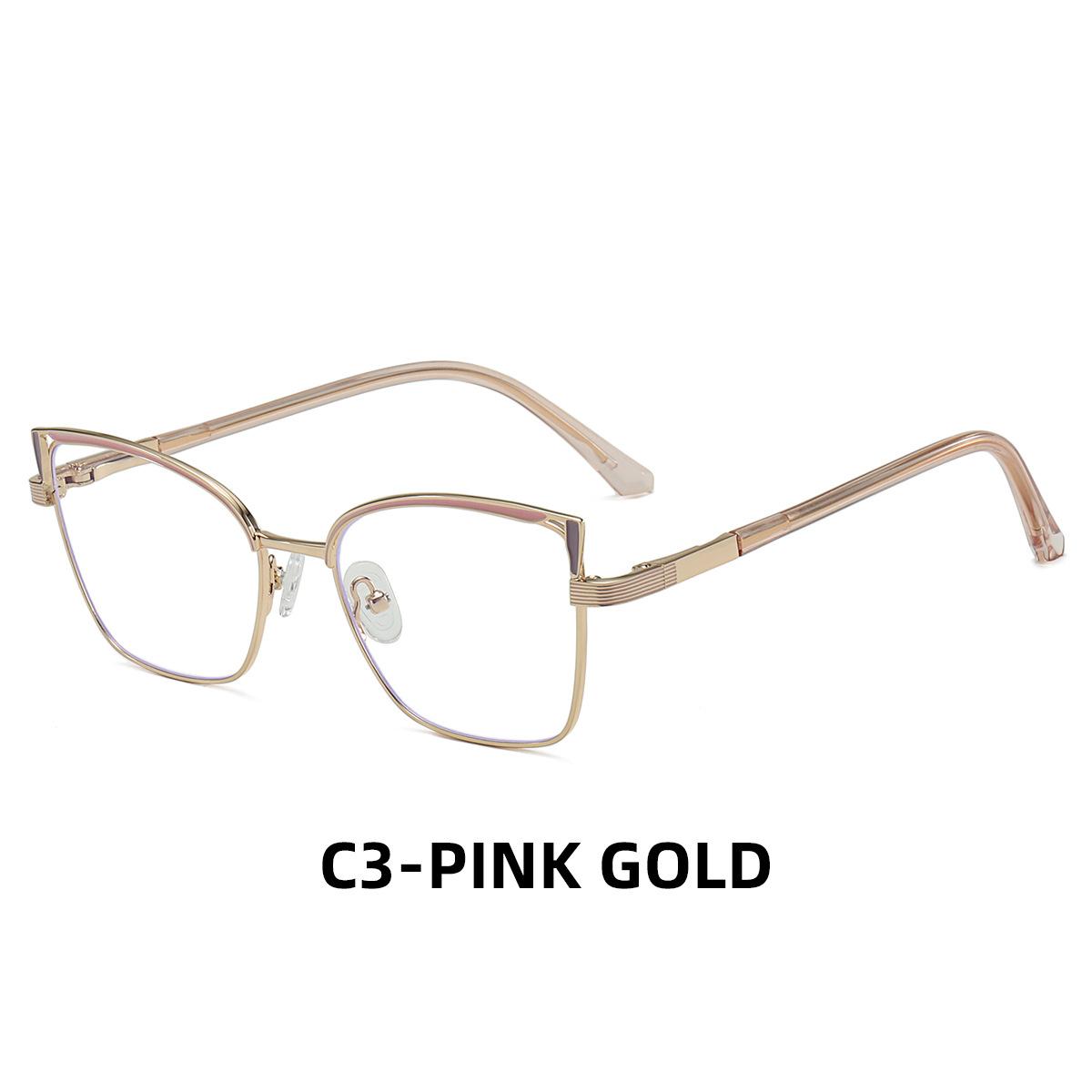 

52-17 Women s Cat s Eye Metal Anti-blue Light Reading Glasses Full Frame Ultra-light Optical Myopia Prescription Customization Anti blue light 0