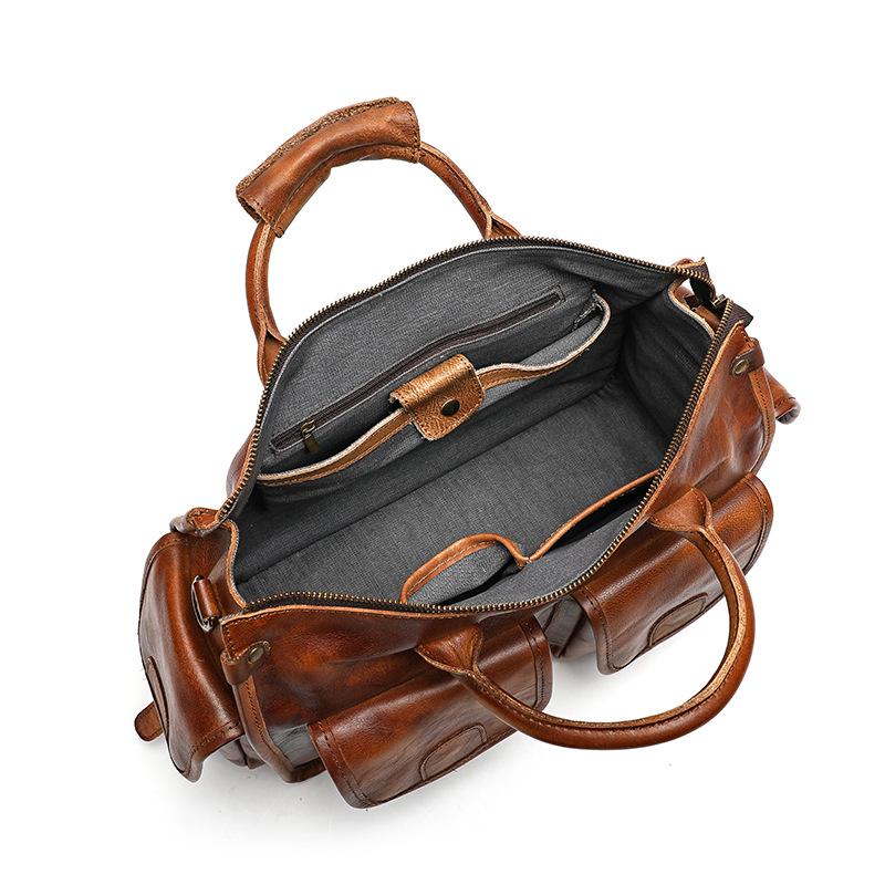 Strukturierte Lässige Herren-Umhängetasche aus Echtem Leder - Schultertasche auspflanzlich gegerbtem Leder für Business und Freizeit.