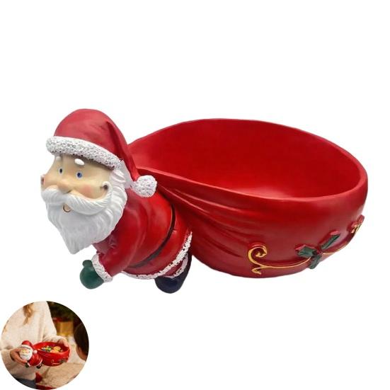Yousheng Christmas Santa Claus Candy Bowl Multi-purpose Goodies Treats Sweets Nuts Dish Holder Container Santa Resin Figurine Holiday Party Ornament