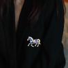 Classic  Horse Brooches For Women Zodiac Animal Lapel Pins Casual Party Accessories  Year Gifts Friends