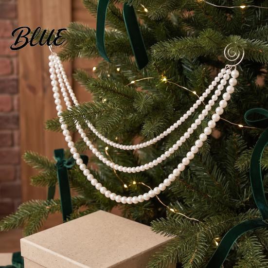 Classy Indoor Decorative Garlands Christmas Faux Pearl Garland, Multi-Strand Beaded Swag Hanging Banner, Chain Crystal Bead Strands for Holiday Mantel