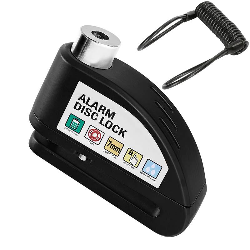 Bicycle Alarm Disc Brake Electric Lock Bike Anti-Theft Wheel Lock Waterproof 110dB with Reminder Cable Keys for Motor Scooter