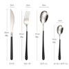 Cutlery Set Knife Fork Spoon 8 Pieces 2 People 18-8 Stainless Steel Seamless Integrated Long Handle Everyday Use (Silver/Black)