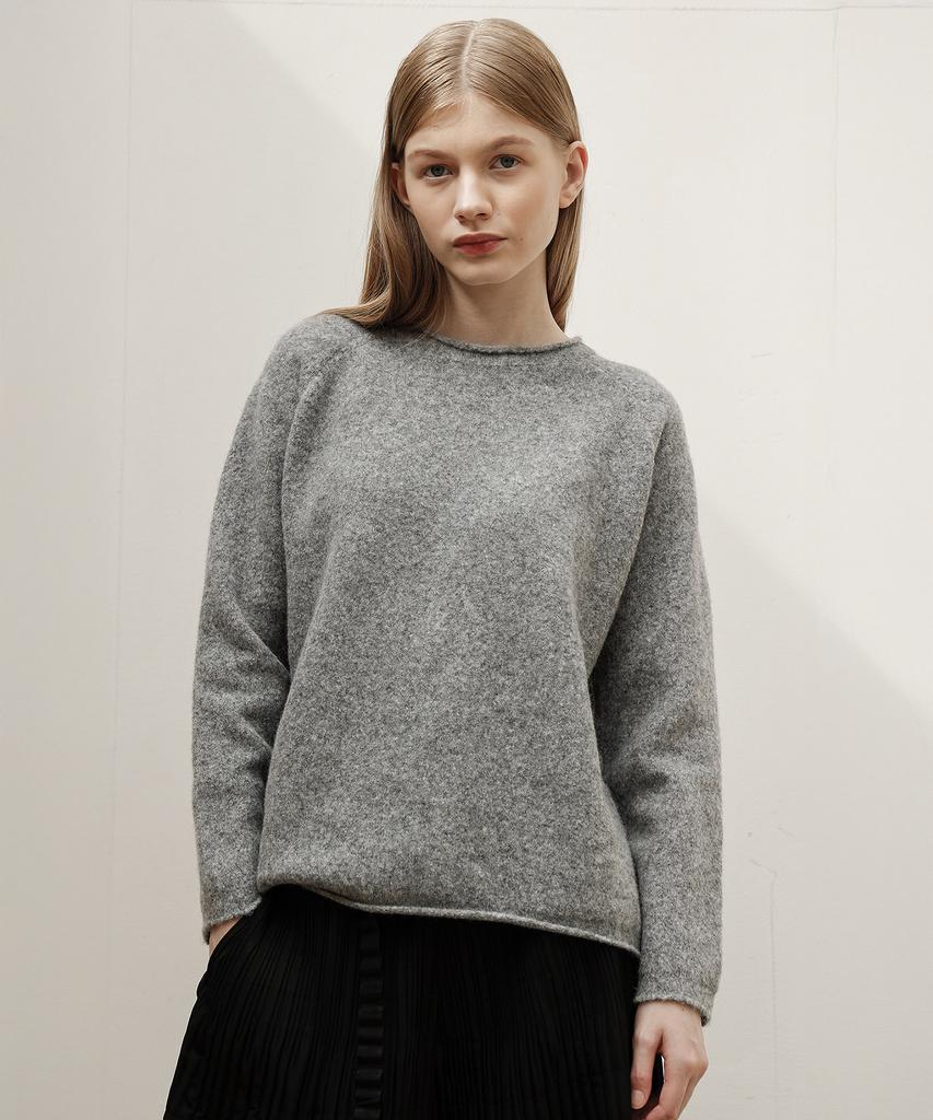 Waiowai Roll-Up Neckline Knit_Gray