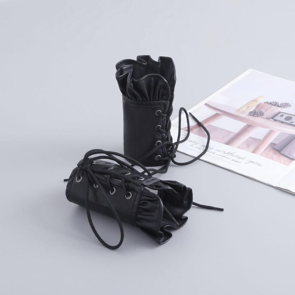 PU Leather Fake Sleeved Women Lace Fake Cuffs Decorative Female Wrist Cuffs Sleeved Wristband Trendy Shirt Clothing Accessory