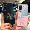 For Xiaomi Poco M7 4G Case Cover Transparent Aesthetic A-Z Letters Fashion Flowers Crown Soft Bumper Casing