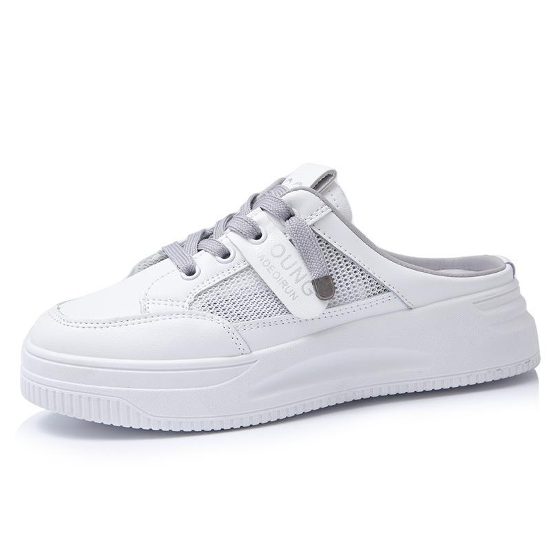 2025 nuevos zapatos blancos pequeños de primavera para mujer, zapatos de vestir perezosos, sandalias de moda ins, cabeza de bolsa, zapatillas de moda