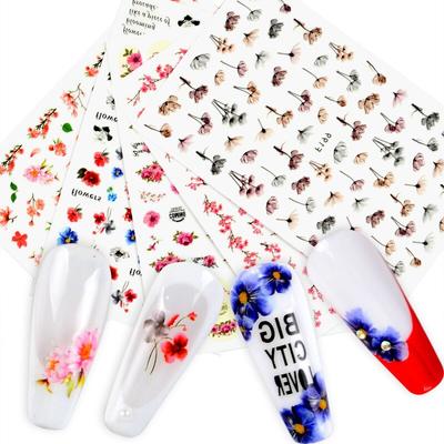 5 Fogli Adesivi per Trasferimento su Unghie Decalcomanie per Nail Art Decorazioni per Unghie Motivi Misti Floreale Foglie Fenicottero Animale