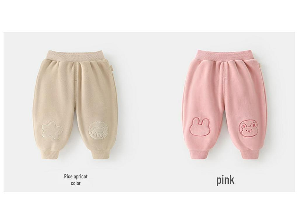 Kaka Panda Kids' Fleece-Lined Hoodie & Pants Set - Winter Warmth for Boys & Girls