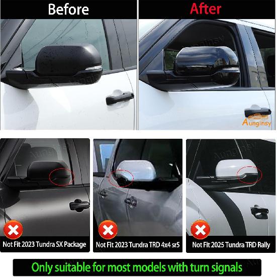 Car Door Rear View Mirror Cap Trim Cover Compatible With Toyota Tundra/Sequoia -2025 Outside Side Rearview Mirror Protector Decoration ABS