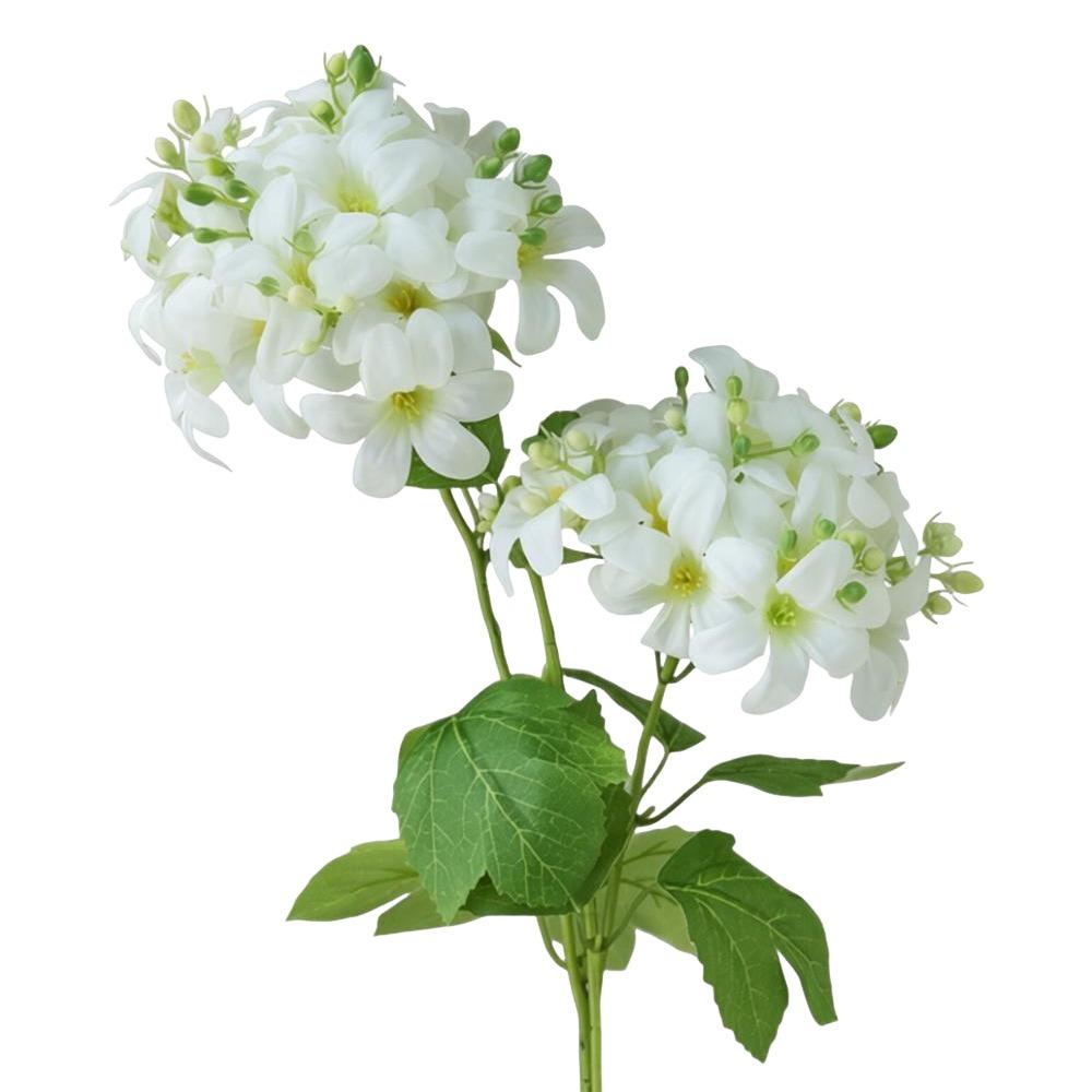 2 Heads Artificial Hydrangea Silk Cloth DIY Floral Materials Fake Flower Ball Soft Realistic Small Hydrangea Branch белый