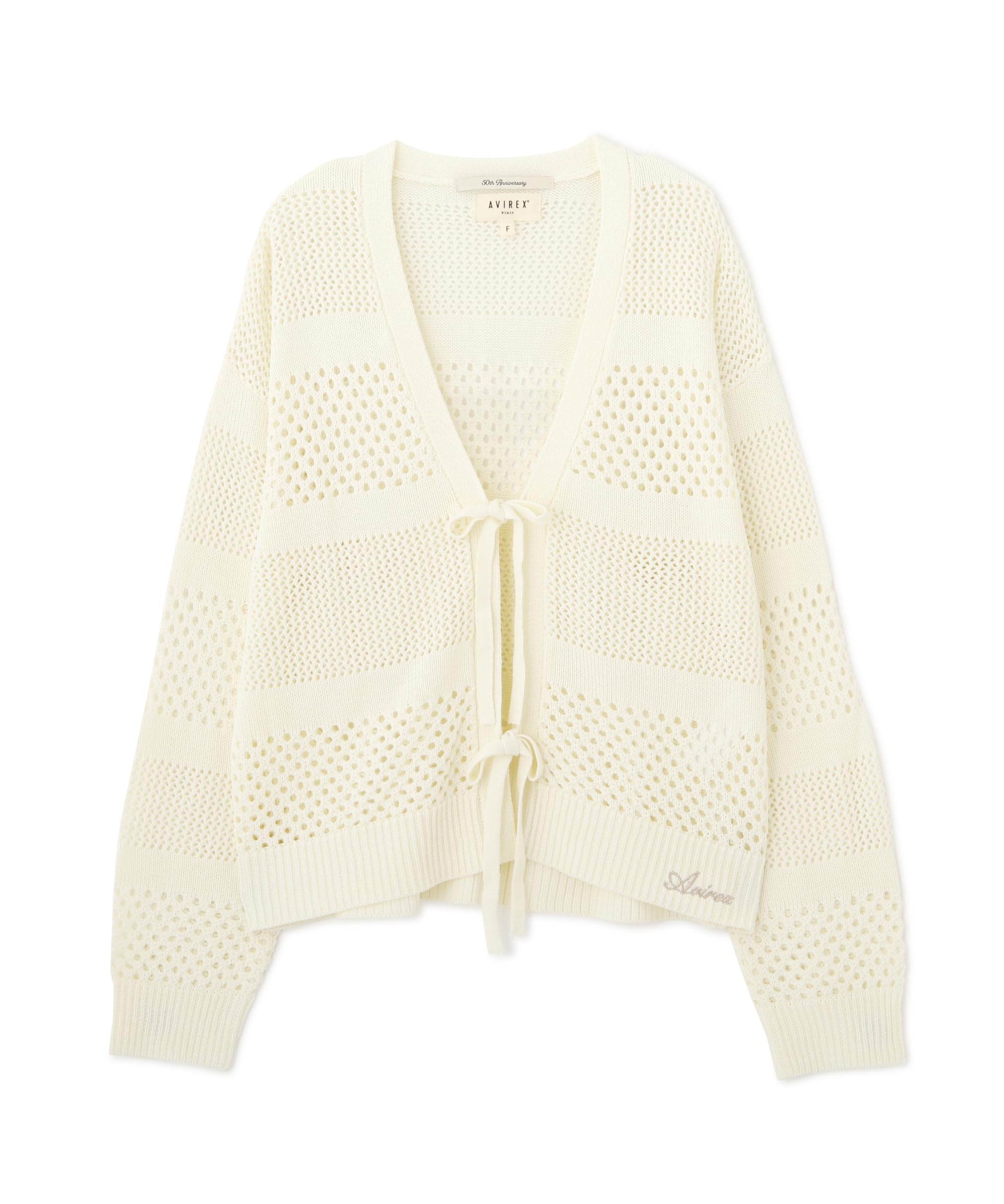AVIREX WEB&DEPOT Exclusive MACRAME RIBBON KNIT CARDIGAN Women s F 033 Off white 783-5141602