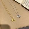 Elegant Heart-Shaped Diamond-Studded Chinese Pendant Necklace - Light Luxury & Versatile Clavicle Chain for Women
