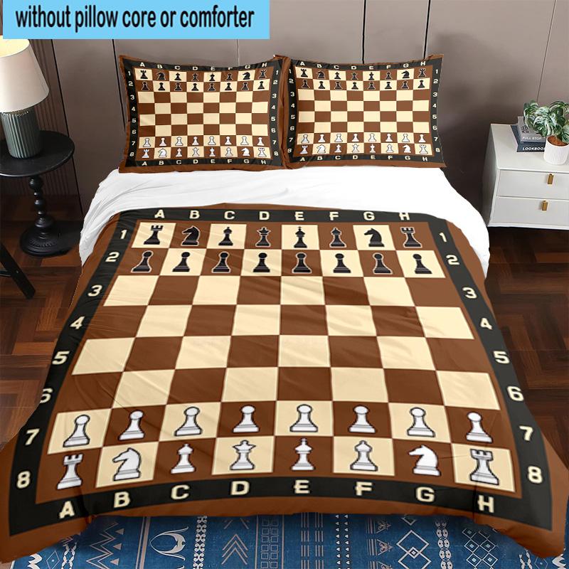 Chess Opening Strategy 3pcs Bedding,Including 1pc Duvet Cover And 2pcs Pillowcases Perfect for Christmas,Ideal for Bedroom, Dormitory