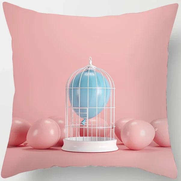 Peach Skin Pillowcase Home Decor  Candy Color Macaron Print Car Sofa Pillow Cushion Cover