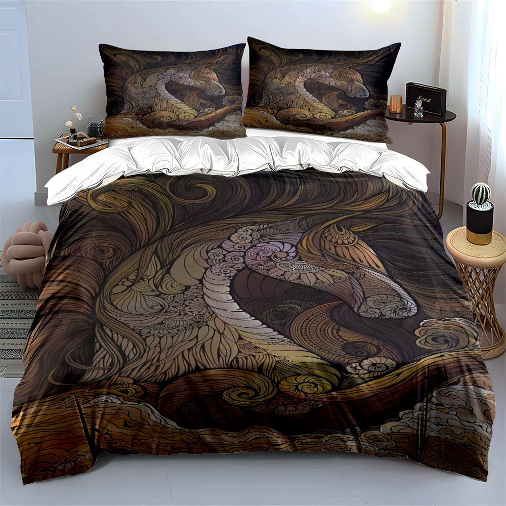 Intricate horse and swirl. Bedding sets Duvet cover sets Duvet covers Pillowcases(1 * Duvet Cover 2 * Pillowcases, without duvet insert)