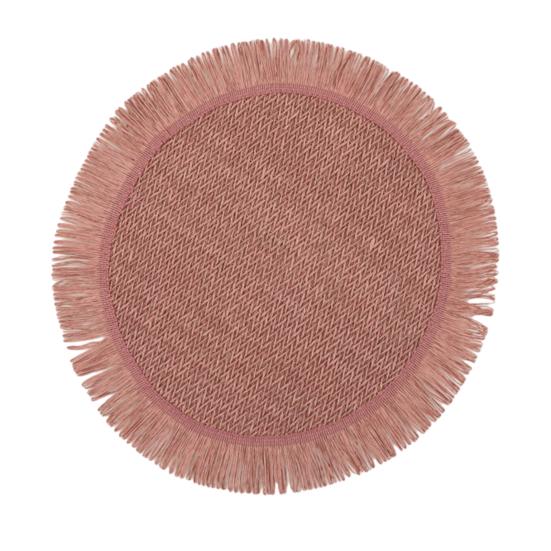 Handwoven Paper Placemat Round Heat-Resistant Table Mats with Tassel Edge Absorbent Elegant розовый