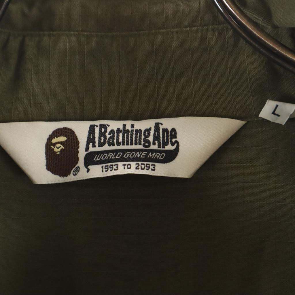 A Bathing Ape Made In Japan Long Sleeve Military Shirt L Khaki Men's Used