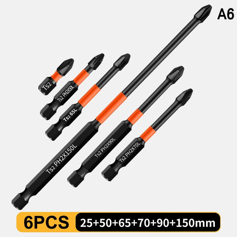 5/6Pcs Ph2 Anti-Slip Screwdriver Bit Set High Magnetic Screwdriver Bit Electric Drill Screwdriver Bit Anti-Slip 25Mm-150Mm