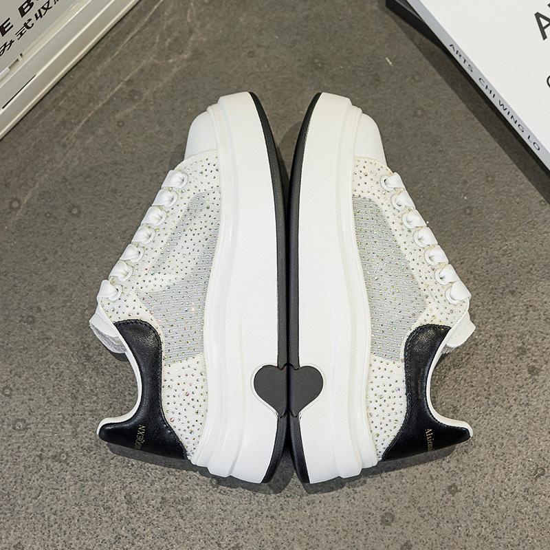 Thick-soled heightening love women's summer new rhinestone fashion breathable mesh casual shoes