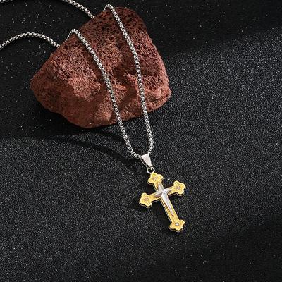Zlatý křížový náhrdelník pro muže a ženy, přívěsek ve stylu Hip Hop
