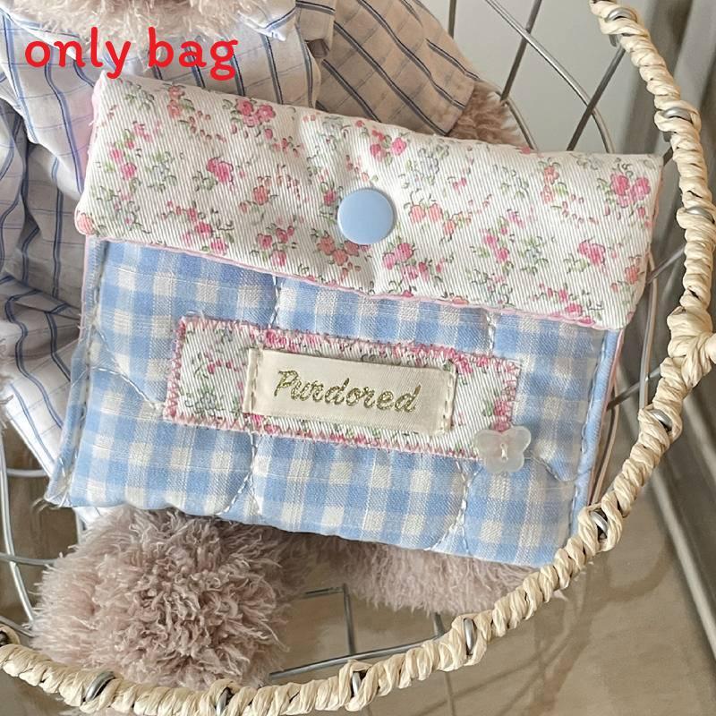 Cotton Flower Pattern Portable Storage Pouch For Daily Use And Travel