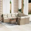 VidaXL 9-Piece Garden Sofa Set with Beige Cushions Poly Rattan Acacia 3347561
